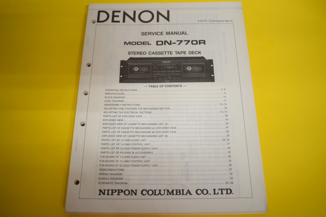 Denon DN-770R cassettedeck Service Manual  			